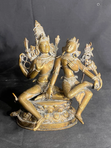 Nepalese Bronze Seated Tara Group