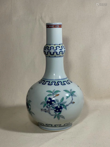 Chinese Doucai Porcelain Vase with Fruits