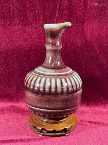 Unusual Chinese Oxblood Porcelain Vase with Base