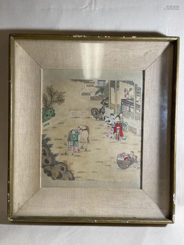 Chinese Painting in Frame - Scholar on Horse