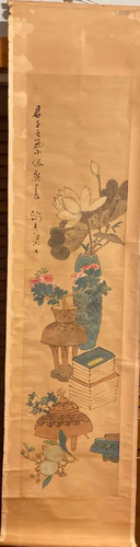 Chinese Scroll Painting - Floral in Basket