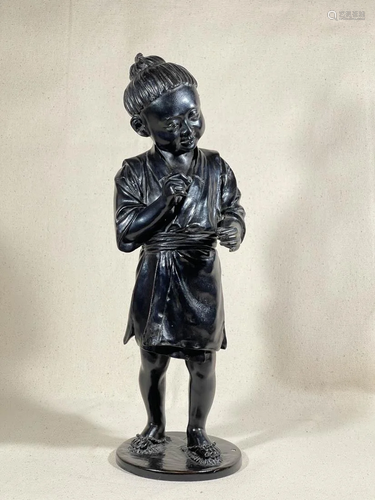 Japanese Meiji Bronze Boy