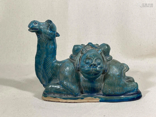 Chinese Blue Glazed Porcelain Camel