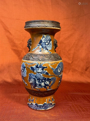 Chinese Porcelain Vase with Warriors