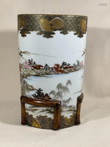 Japanese Arita Porcelain Vase - Bamboo and Birds