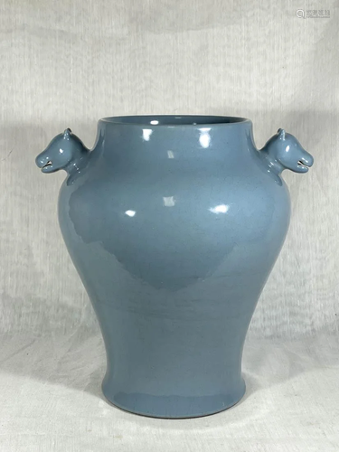 Chinese Blue Porcelain vase with Dog Head