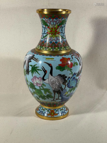 Chinese Cloisonne Vase - Crane