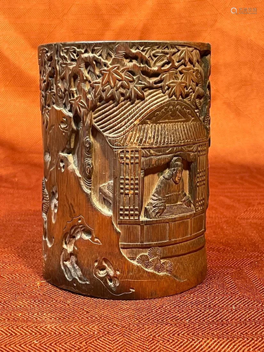 Chinese 17th cen Bamboo Bruishpot