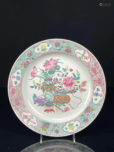 Chinese Export Porcelain Dish with Floral Scene