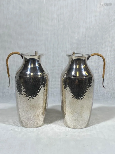 Japanese Sterling Silver Sake Bottle Ewer in Box