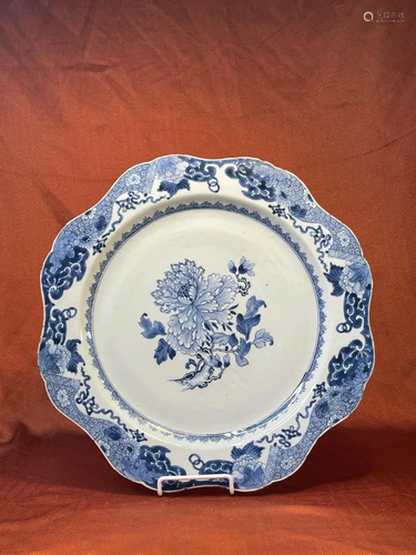 Large Chinese Blue White Export Porcelain Charger