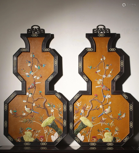 A Pair of Chinese Carved Hardwood Hanging Screens