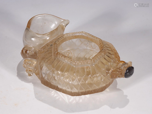 A Chinese Carved Rock Crystal Brush Washer