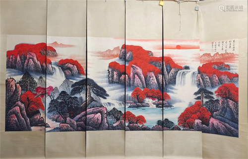 A Set of Chinese Scroll Painting of Landscape