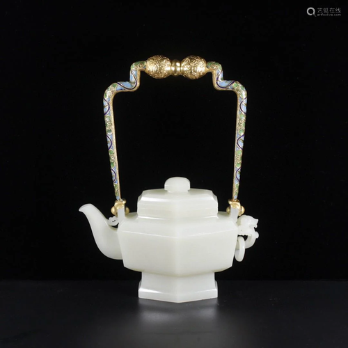 A Chinese Carved Jade Teapot