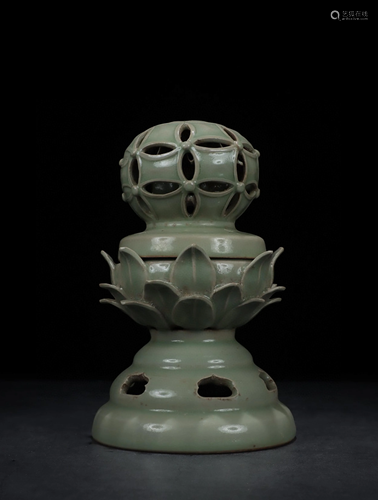 A Chinese Yaozhou-Ware Glazed Porcelain Incense Burner