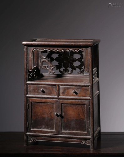 A Chinese Carved Hardwood Tea Cabinet