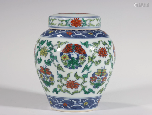 A Chinese Dou-Cai Porcelain Jar with Cover