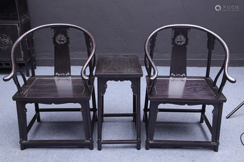 A Set of Chinese Carved Hardwood Chairs and A Table