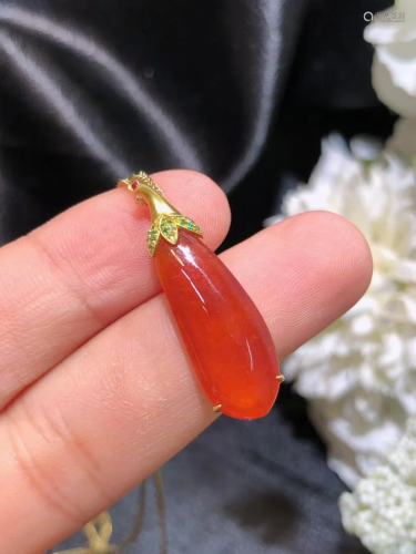 A Chinese Carved Jadeite Pendant (W/O Chain)