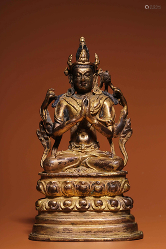 A Chinese Gilt Bronze Figure of Buddha