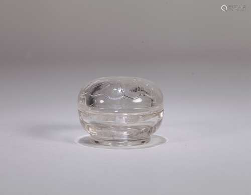 A Chinese Carved Rock Crystal Round Box with Lid