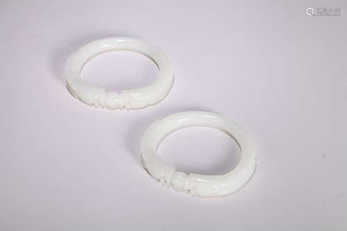 A Pair of Chinese Carved Jade Bracelets