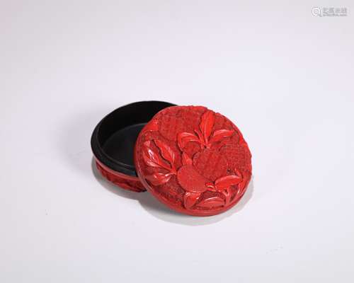 A Chinese Carved Tixi Lacquer Round Box with Lid