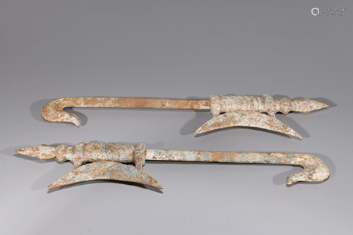 Pair of Chinese Carved Hardstone Weapons