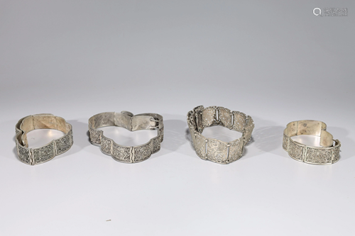 Group of four Indian White Metal Belts