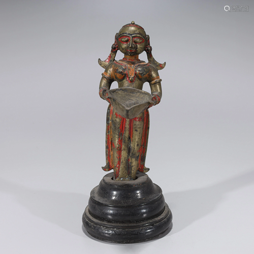 Indian Gilt Copper Alloy Standing Figure