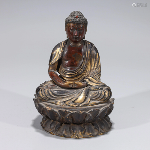 Antique Japanese Edo Period Wood Seated Buddha