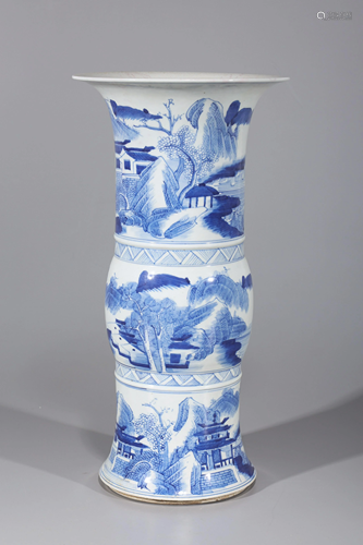 Chinese Blue & White Porcelain Beaker Vase