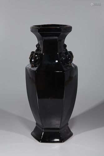 Chinese Black Glazed Porcelain Vase