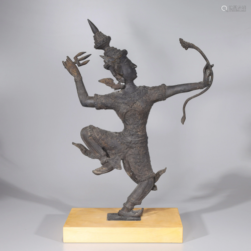 Old Thai Bronze Standing Warrior