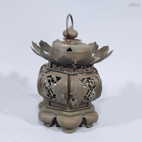 Larger Antique Japanese Metal Lantern