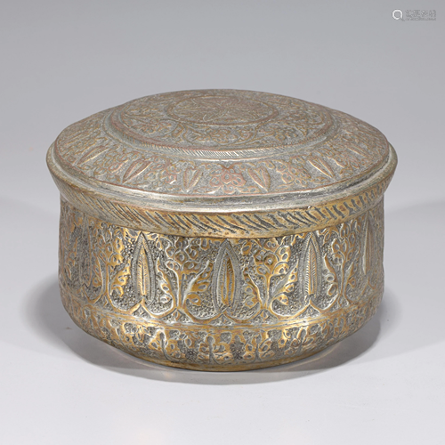 Antique Indian Brass Circular Box