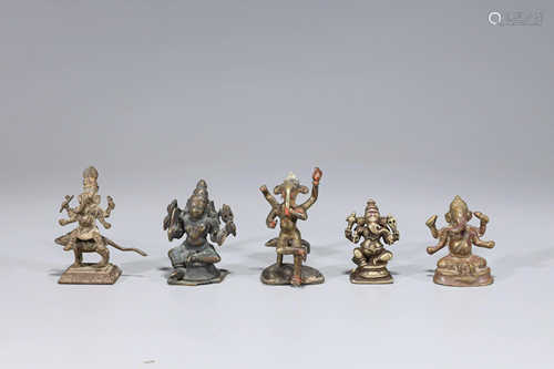 Lot of Five Antique Indian Deities