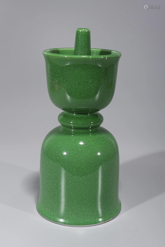 Chinese Crackle Glazed Porcelain Candlestick