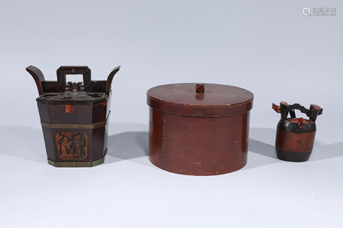 Three Japanese Wood Storage Vessels