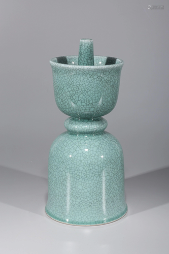 Chinese Crackle Glazed Porcelain Candlestick