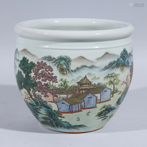 Chinese Enameled Porcelain Famille Rose Jardiniere