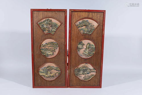 Pair of Chinese Framed Porcelain Plaques