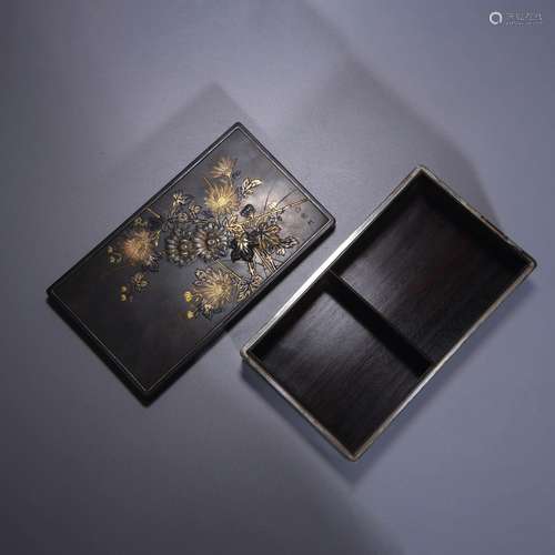 INLAID SANDALWOOD RECTANGULAR BOX AND COVER