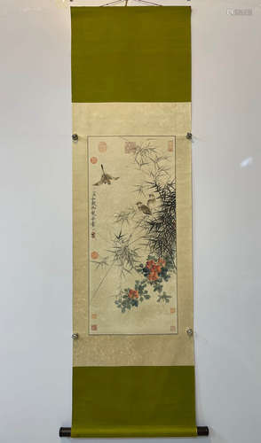 SONG HUIZONG, SPARROW PAINTING PAPER SCROLL