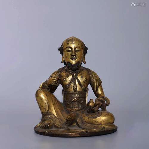  GILT BRONZE FIGURE OF DHARMA