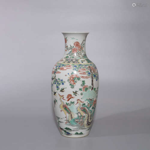 WUCAI HUNDRED PHOENIX GUANYIN VASE