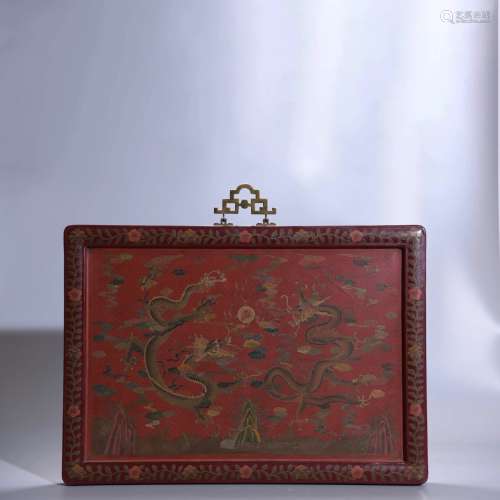  LACQUER TWIN DRAGON HANGING PLAQUE