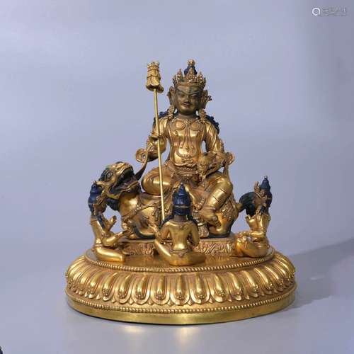 MING DYN. GILT BRONZE YELLOW JAMBHALA MANDALA