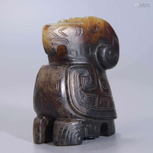 BROWNISH JADE RAM ORNAMENT